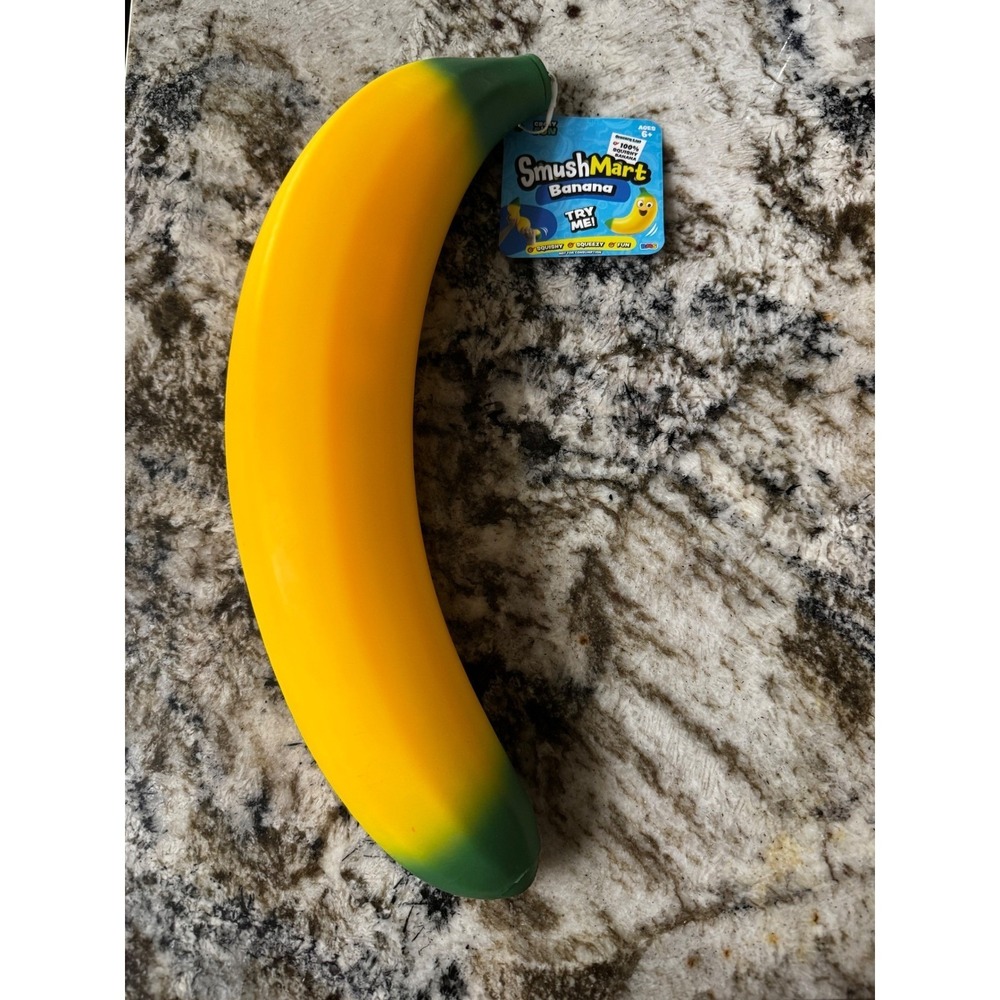 SmushMart Banana Squishy Toy Large 14 In Yellow Green Sensory Fidget Stress Toy